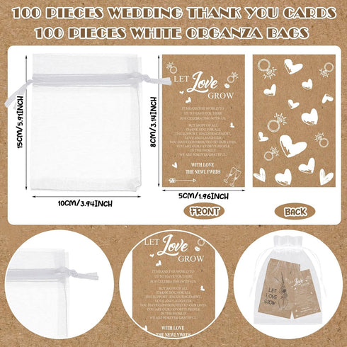 Ireer 101 Set Let Love Grow Wedding Favors for Guests, 100 Self Adhesive Seed Packets & Cards