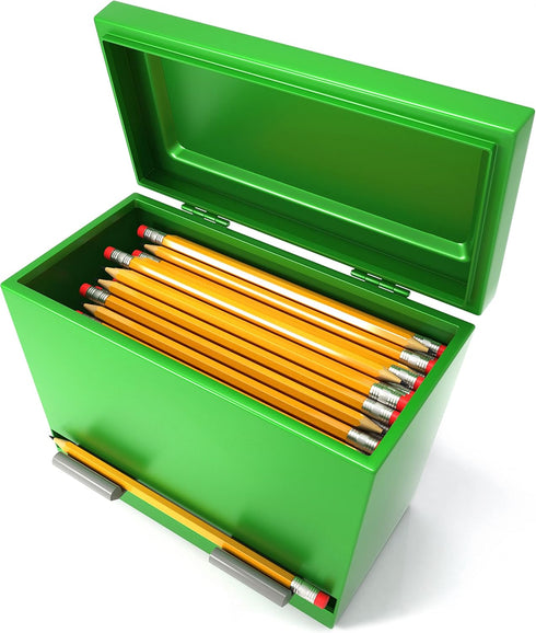 Green Stainless Steel Pencil Dispenser Holder with 6 Beautiful Stickers for Classroom, Home Office (Pencils Not