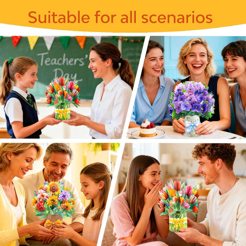 QZHIWLP 3 Pack 3D Pop Up Flower Cards Floral Bouquet Pop Up Cards for Mom - Mothers Day Card, Birthday Card for Women