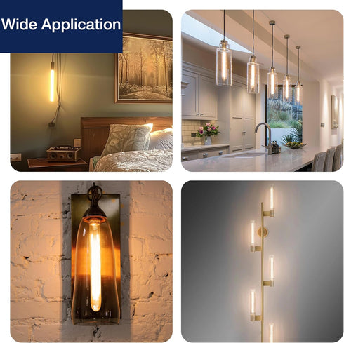 T10/ T30 Dimmable Bulbs, 9.4" Bulbs 90+ 2700K E26 4W (40W 350LM, Pack 4 FLSNT LED Edison Decorative LED Long Light