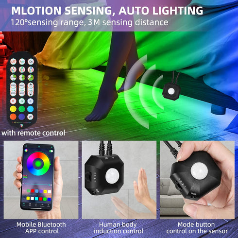 Lights,9.8ft Control,5050 Motion Activated Under Bed Motion Sensor LED Light Strip with Remote RGB LED Night Lights
