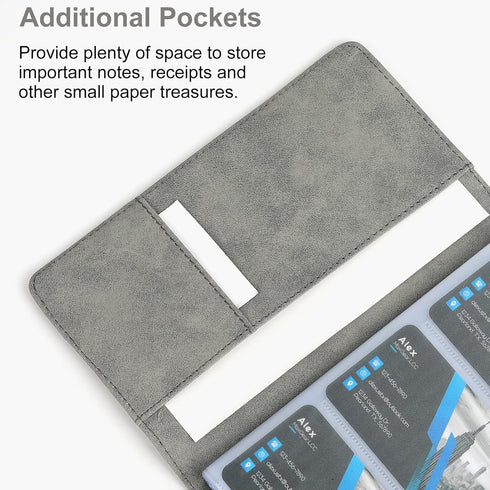 MaxGear Business Card Organizer, Portable Holder for 240 Cards, Professional PU Binder File Storage, Dark Gray