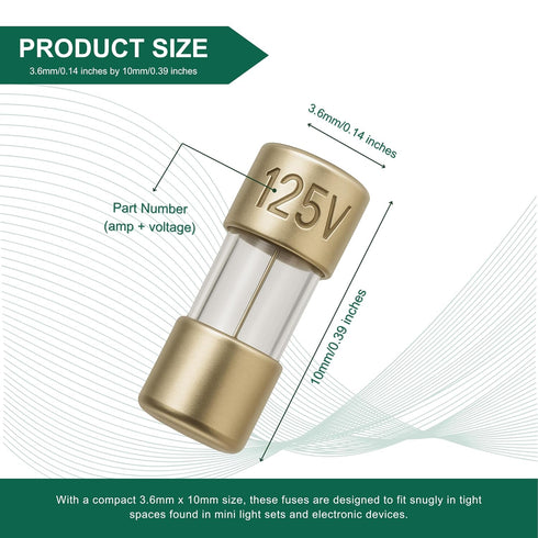 DealEnvy 5A (5 F5AL 3.6 10mm (0.14 0.39 inches), 125V 6 Pack Amp) Mini Glass Fuses, Micro Fuses x x Fast-Blow, Fast