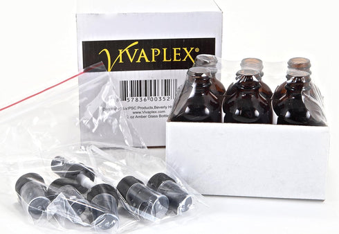 Vivaplex 6 Amber 2 oz Glass Bottles with Black Fine Mist Sprayers