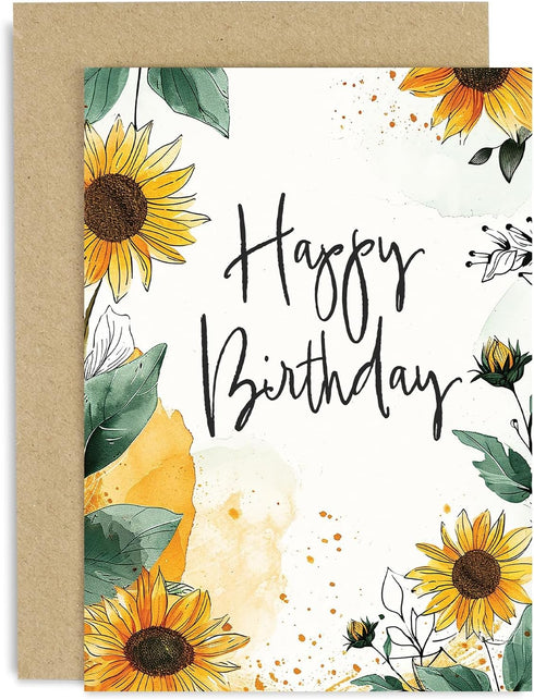 Premium Birthday Cards for Him Her - Sunflower Birthday Card for Grandad