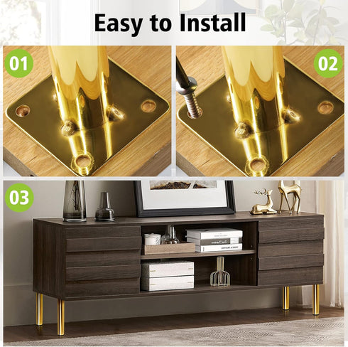 Masendelk 5 Inch 130mm, 4pcs Gold Furniture Legs / Modern Sofa Legs Cabinet Replacement Legs, Heavy Duty Metal Legs