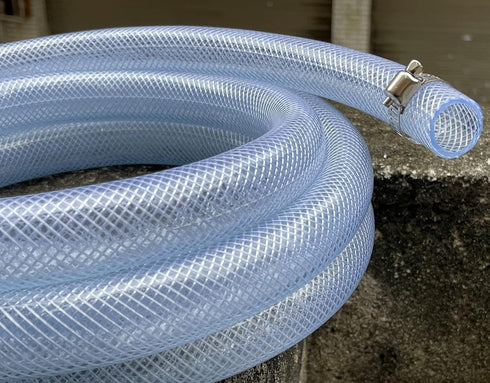 High Pressure Braided Clear Flexible Industrial PVC Tubing, 3/4"ID-10FT, Heavy Duty UV Chemical Resistant Vinyl Hose