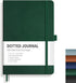 RETTACY Bullet Dotted Journal - A5 Dotted Grid Notebook, 192 Pages, Leather Hardcover, Dark Green