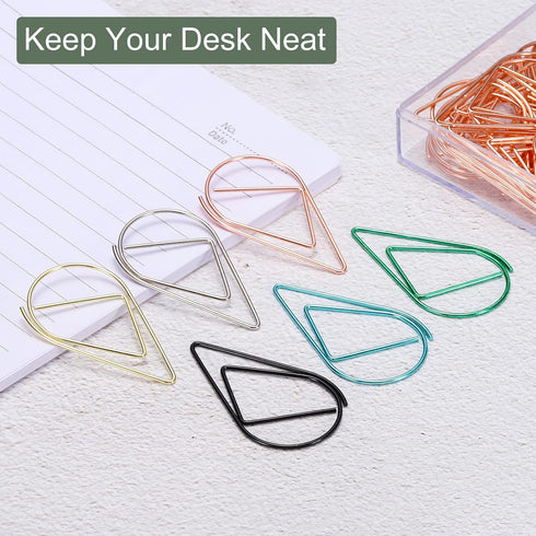 YOKIVE 60 Pcs Drop-Shaped Paper Clips, Black, 2-Inch, Keep Desk Neat, Great for Art, Home, Daily Use