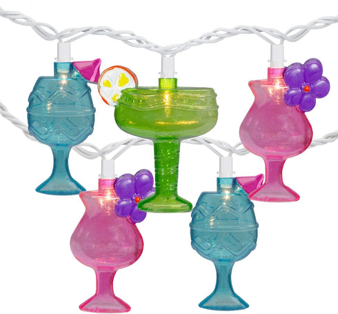 Northlight Cocktail Glasses Patio Light Set - Multi-Color - 7.25' White Wire