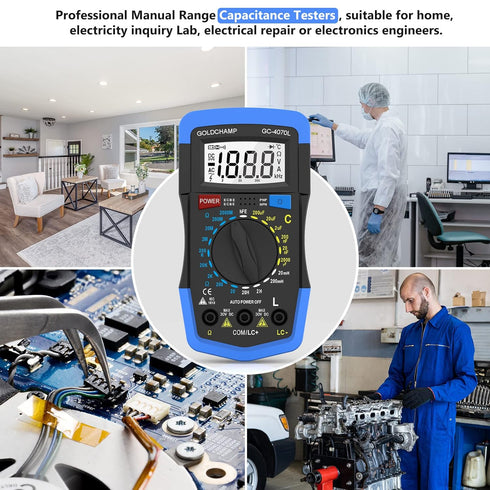 Capacitor Tester GC-4070L-2, 2000pF~200µF Capacitance Meter, 20O~2000MO Ohm Meter