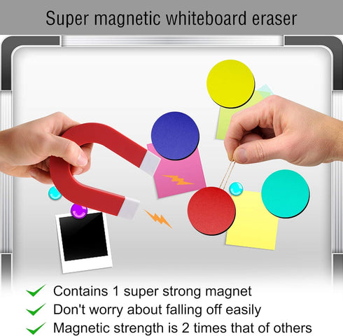 Mini Dry Erase Erasers, IHPUKIDI 48 Pack Magnetic Whiteboard Dry Erasers, Chalkboard Cleaner Wiper for Kids, Classroom