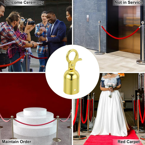 PATIKIL 6 Pack 1.1"x3.2" Stanchion Rope End Stopper, Golden Cord End Caps for Crowd Control