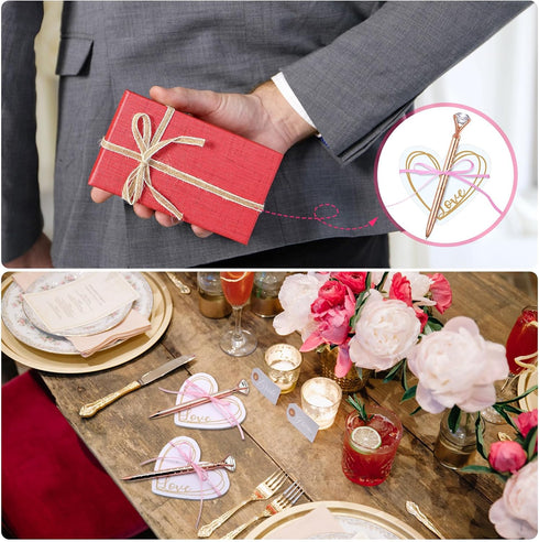 Fuutreo 24 Pack Heart Shape Sticky Notes Set with Big Diamond Pens, Memo Pad for Wedding, Crystal Metal Ballpoint Pens