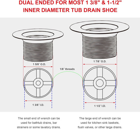 HAUTMEC Tub Drain Remover Wrench, Model PL0030
