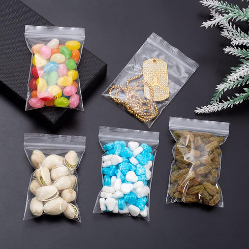 Small Plastic Bags, 400 PCS Mini Zip Lock Bags, 4 Assorted Sizes, Transparent Resealable Bags for Beads, Screws