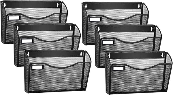 samstar 6 Pack Mesh Wall Mounted File Holder, Metal Wall File Pocket Mail Organizer for Office/Home