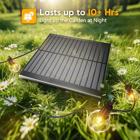 38Ft 15 Commercial G40 Bulbs, Minetom Solar Outdoor Lights - LED Waterproof Solar String Lights with USB Port and Cable