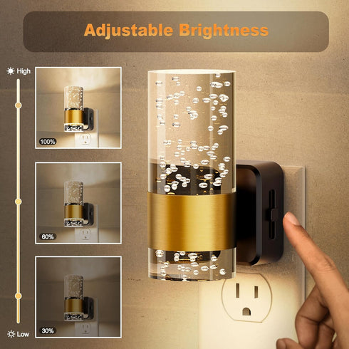 Wall,2 Pack 3000K Dimmable JandCase Night Light, Night Lights Plug into LED Night Light with Adjustable Brightness