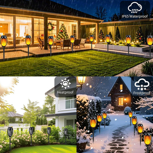 6 Pack, Solar Lights Outdoor Solar Torch Light with Flickering Flame, Waterproof Outdoor Lighting Solar Powered Pathway