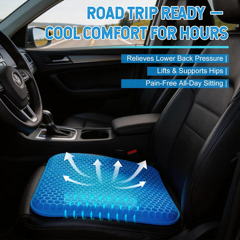 Whriou Volosso Cool Gel Seat Cushion for Long SittingGel Cushion for Wheelchair Soft, Chair Cushion, Car Seat Cushion
