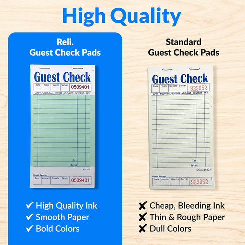 by Reli. (24 Pack, 50 Reli. Server Note Pads Sheets/Pad) Guest Check Books for Servers | Note Pads for Waitress