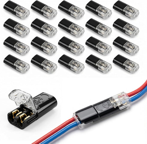 CMLY 20Pcs Double Wire Plug in Connector, 2 Pin LED Light Strip Low