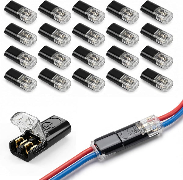 CMLY 20Pcs Double Wire Plug in Connector, 2 Pin LED Light Strip Low