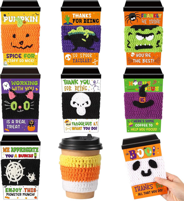 Potchen 9 Sets Teacher Appreciation Gifts Crochet Coffee Mug Cozy Teacher Gifts