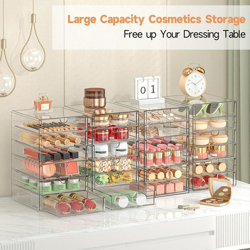DOMNIU 24 4 Set Countertop, Makeup Drawer Storage Organizer with Drawers, Acrylic Office Desk Organization and Storage