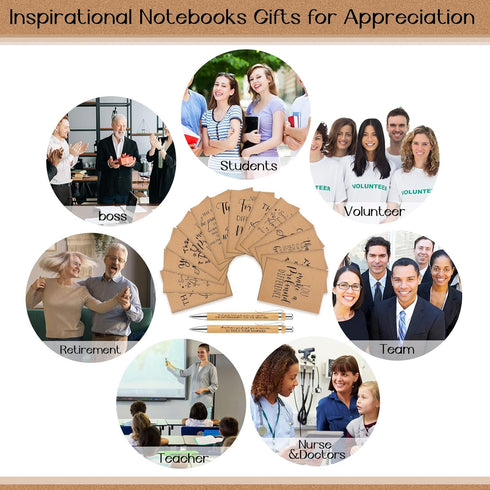 Tinlade 60 Pcs Employee Appreciation Gifts - Bulk Mini Inspirational Notebooks and Motivational Pens for School