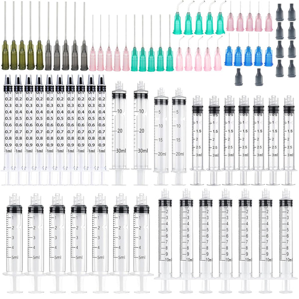 35 Pack 1ml, 3ml, 5ml, 10ml, 20ml, 30ml Dispenser, 14ga to 22ga, Refilling and Measuring Liquids
