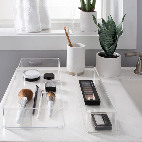 Simplify Long Multi-Purpose Drawer Organizer | Transparent | Office Supplies | Storage | Bathroom | Accessories