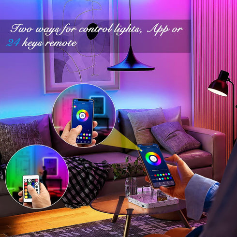 2835 200 (2 100 DAYBETTER Led Strip Lights Smart with App Control Remote, RGB for Bedroom, Music Sync Color Changing