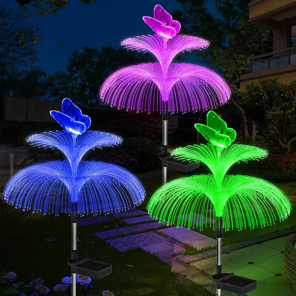 Weepong Solar Garden Lights Waterproof 3 Pack Solar Lights Outdoor Decorative 7