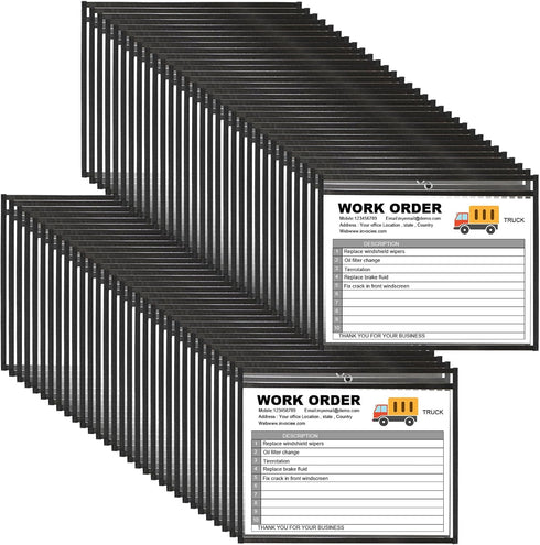 Yunsailing 80 Pack Dry Erase Pockets, Reusable Clear Job Ticket Holders, Plastic