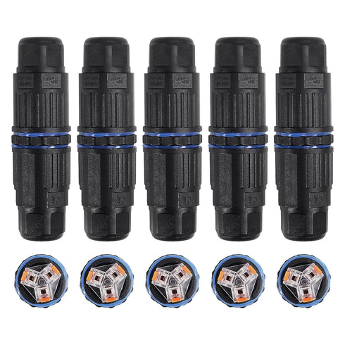5PCS IP68 Waterproof Electrical Cable Connector, 3 Pin Junction Box for 3.5-10mm Wire Range, Quick Screwless