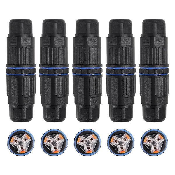 5PCS IP68 Waterproof Electrical Cable Connector, 3 Pin Junction Box for 3.5-10mm Wire Range, Quick Screwless