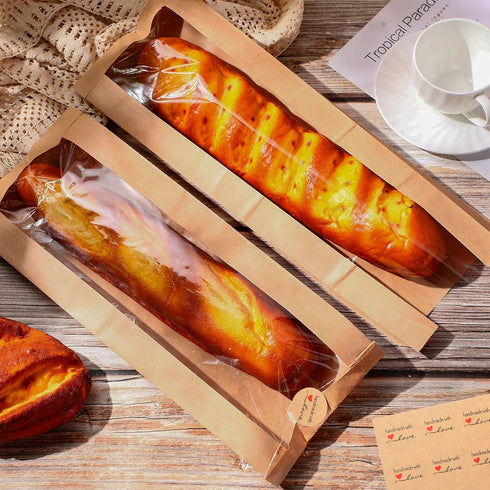 240 Packaging 6.5 2 18 Inch Thenshop Pieces Paper French Bread Bags with Seal Stickers Baguette Bags for Homemade Brown
