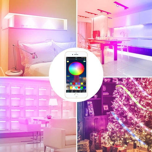 APSPOW 100ft, LED Strip Lights Bluetooth and APP Control, Multicolor RGB Light Strips, Music Sync Color Changing