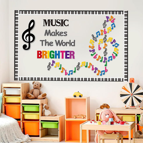 BeYumi Music Notes Border Decor - 108Pcs Back to School Music Notes Bulletin Board Set for Classroom
