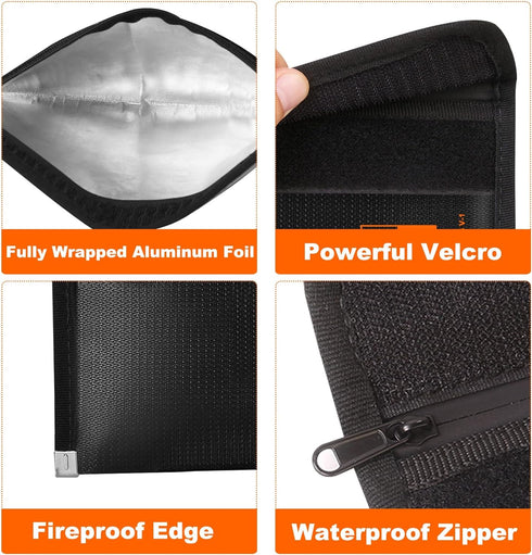 (8x5", 2-Pack Set, 3-Layers Portable Fireproof Money Envelopes for Cash and Document Inside/External Size), Fireproof