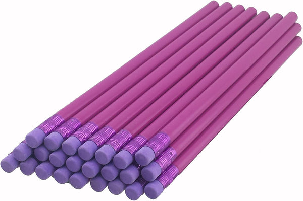 ezpencils - Light Purple Barrel Round Pencils with Purple Eraser, 36 pkg, Non-Smudge Eraser, #2 HB Lead