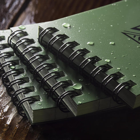 Rite in the Rain Weatherproof Top Spiral Notebook - 3" x 5", Green Cover, Universal Pattern, 3 Pack