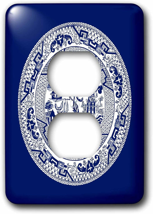 3dRose Willow Pattern in Delft Blue and White 2 Plug Outlet Cover - Multicolor