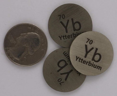 Ytterbium (Yb) 24.26mm Metal Disc 99.9% Pure for Collection or Experiments