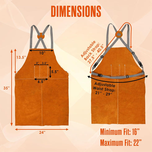 23 35 Inch Leather Apron, Welding Apron, For Men, Blacksmith, Work Bib, Heat Resistant, Welder Gear, Forging