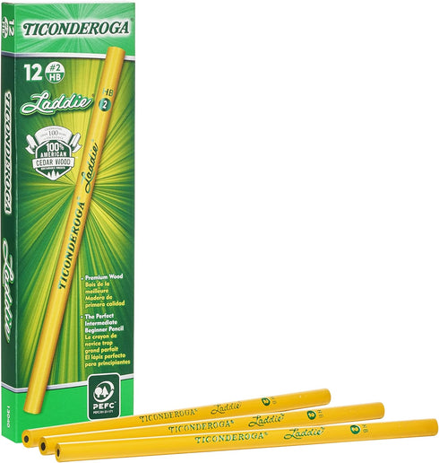 Ticonderoga Dixon Laddie Elementary Pencils, Without Eraser, Pack of 6 (72 Count Total)