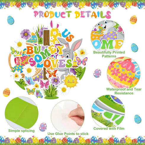 Pasimy Easter Bulletin Board Decorations Set, Christian Easter Classroom Decorations for Spring Birthday Party