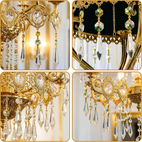 Trinkrittey 300 Pcs Bow Tie Crystal Connectors Crystals Replacement Chandelier Connectors Clips Pins Fastening Parts